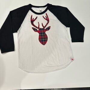 White & Black Deer Head Long Sleeve Tee
